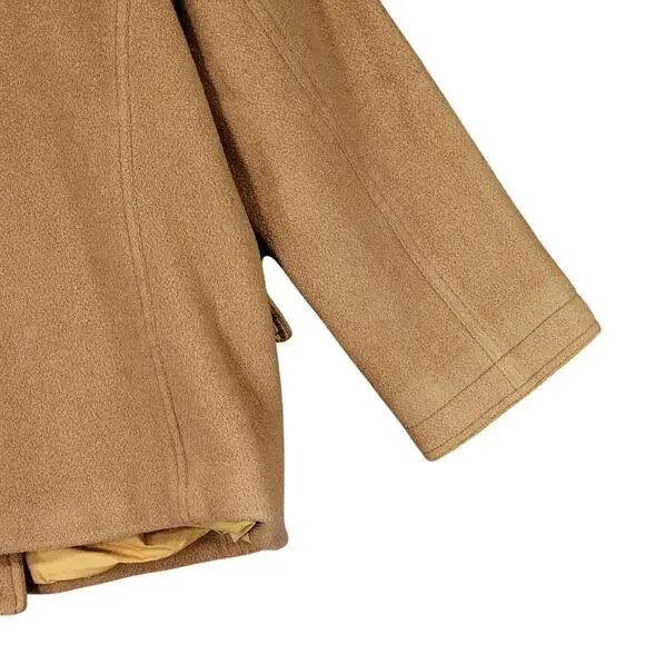 J Crew Pea Coat sz M Women Camel Beige Wool‎ Lined Double Breasted Pockets READ - Picture 14 of 14